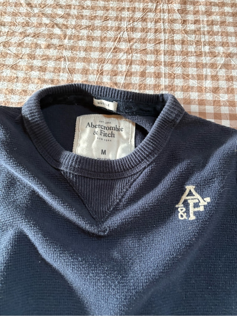 Y2K Abercrombie & Fitch Navy Crewneck Thermal - Picture 2 of 4